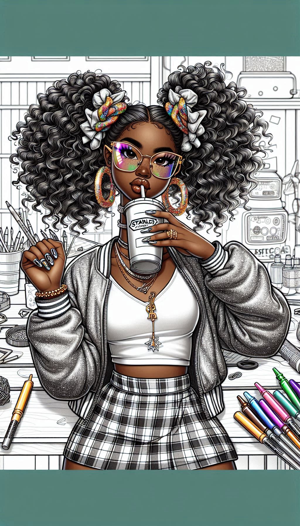 Crafty Girl Coloring Prompt Generator