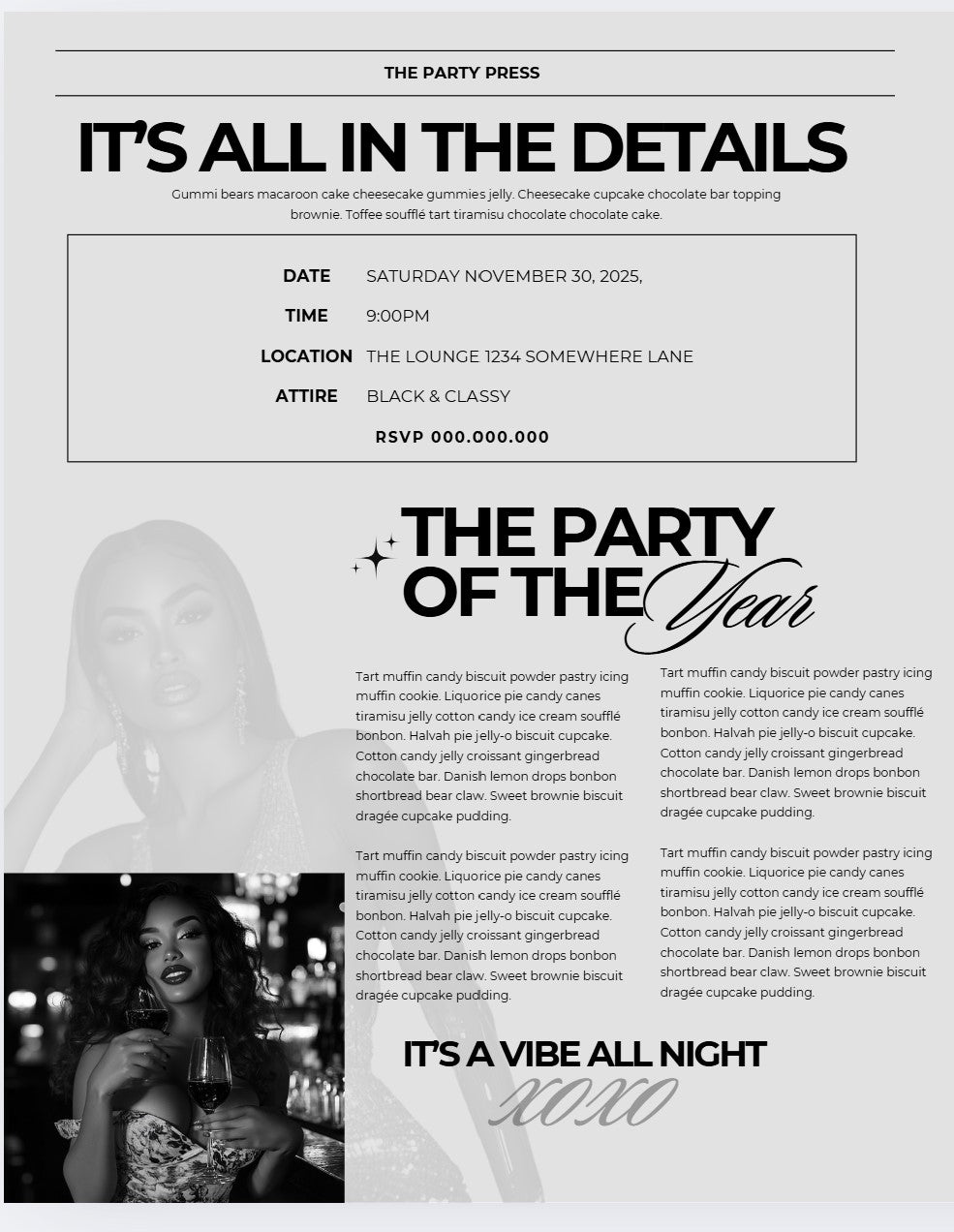 Editable Birthday Newspaper Template Invitation – Personalized Black & White Design for Adults – Canva Template