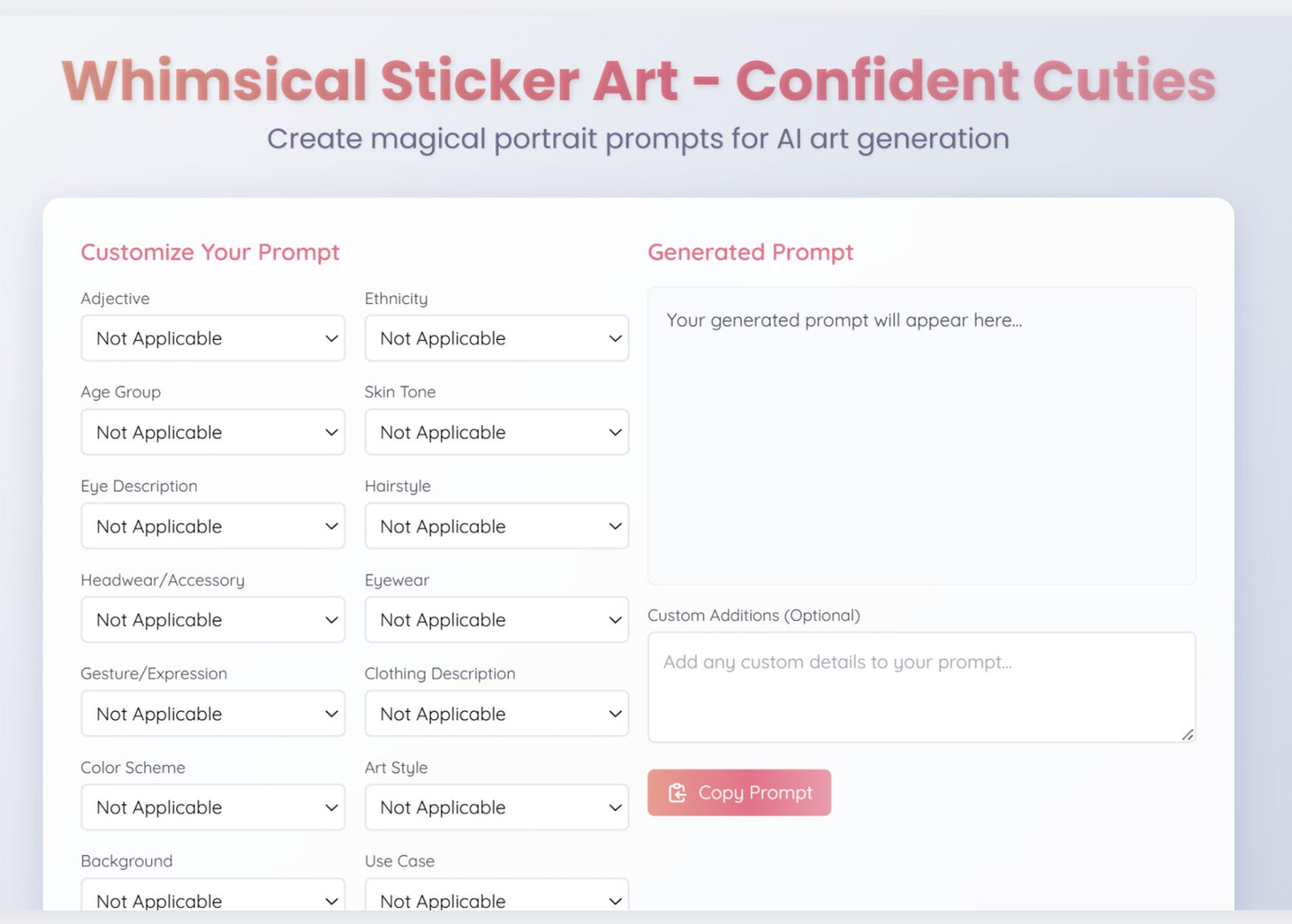 Whimsical Sticker Art for Confident Cuties Prompt Generator
