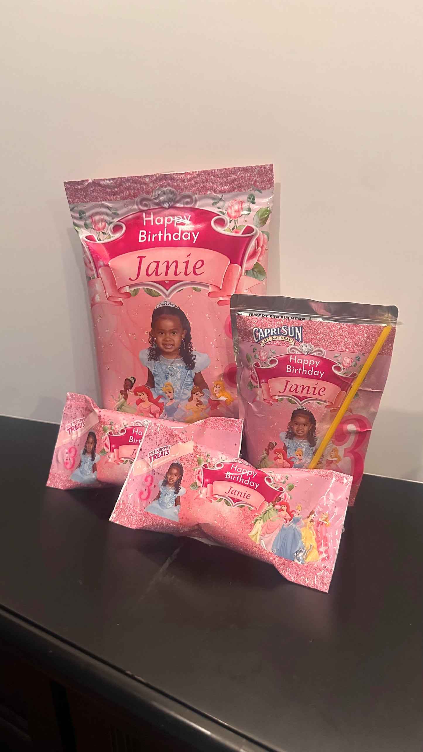 Princess Birthday Party Set - Digital Download: Chip Bag, Rice Crispy Treats, and Capri Sun Template Princess -- Party Favors - editable template