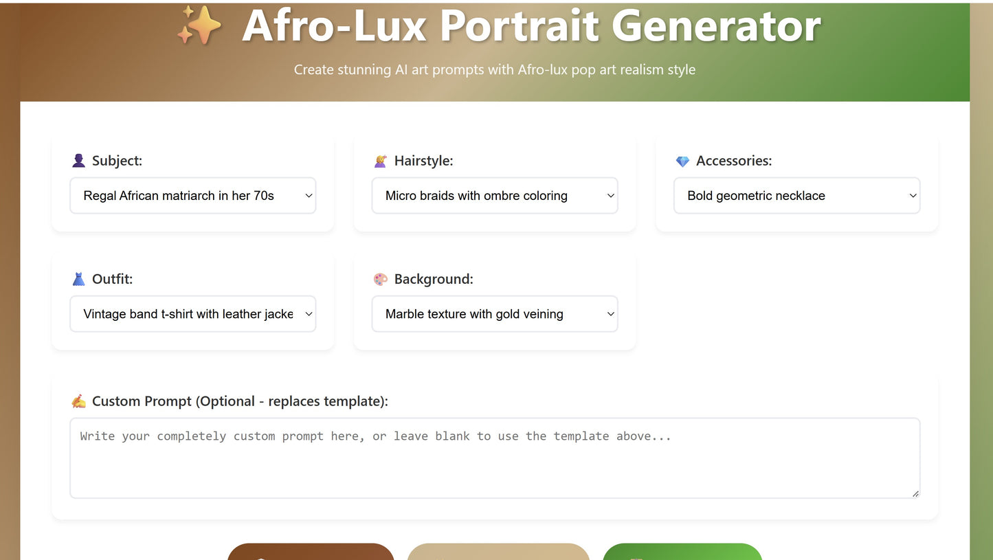 Afro Lux Prompt Generator